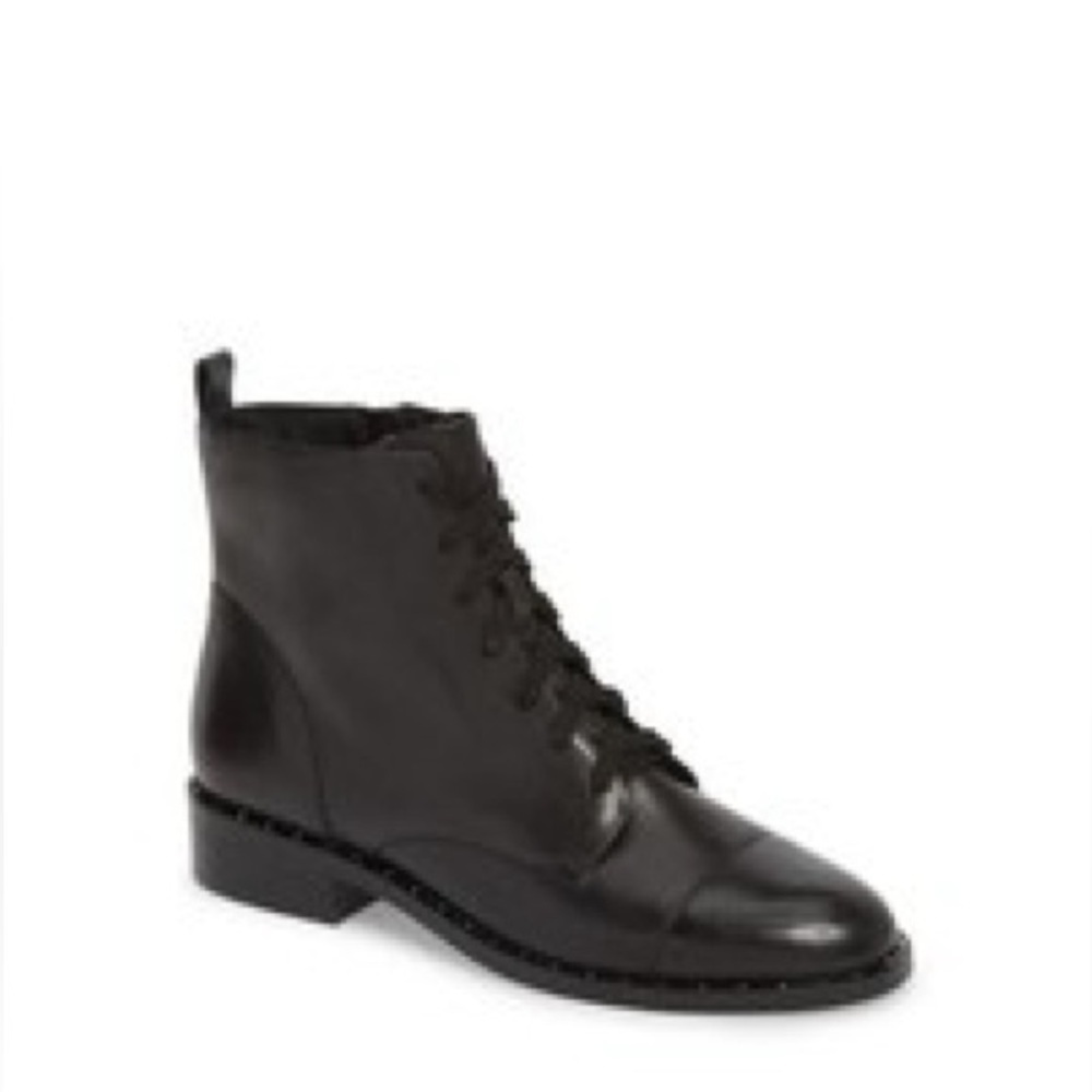 Nordstrom Halogen Black Leather Combat Boots – Size 7.5